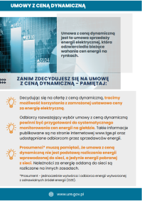 Umowa z ceną dynamiczną – nowa oferta na rynku energii elektrycznej i ogólnopolska kampania informacyjna URE - infografika